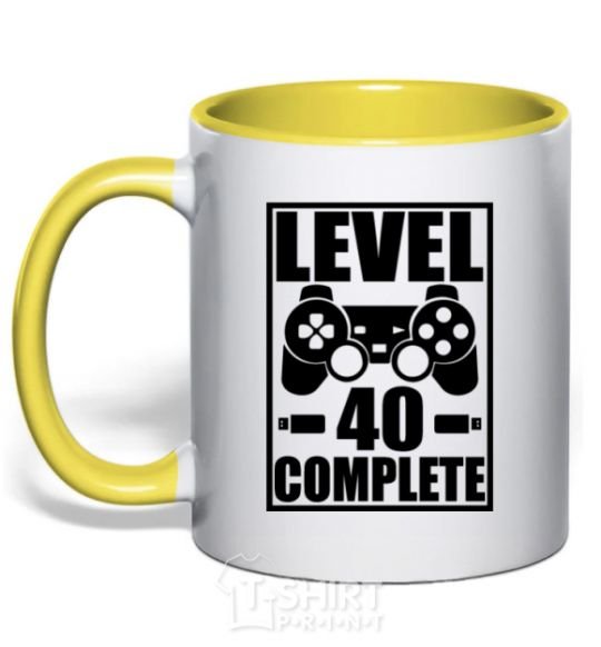 Чашка с цветной ручкой Game Level 40 complete Солнечно желтый фото