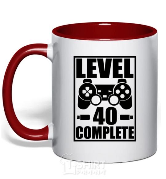 Mug with a colored handle Game Level 40 complete red фото