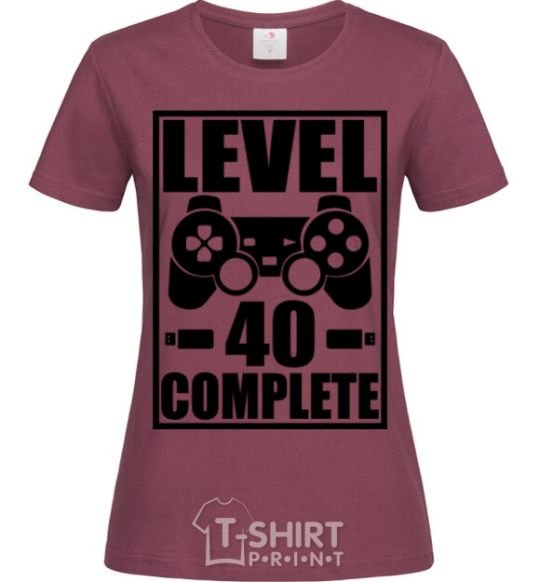 Women's T-shirt Game Level 40 complete burgundy фото