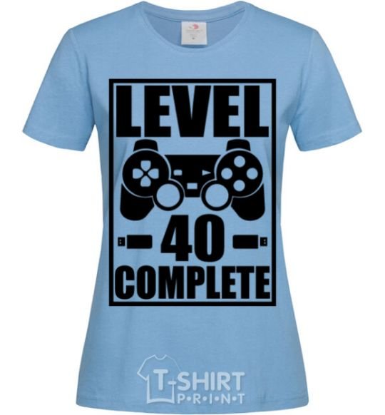 Women's T-shirt Game Level 40 complete sky-blue фото