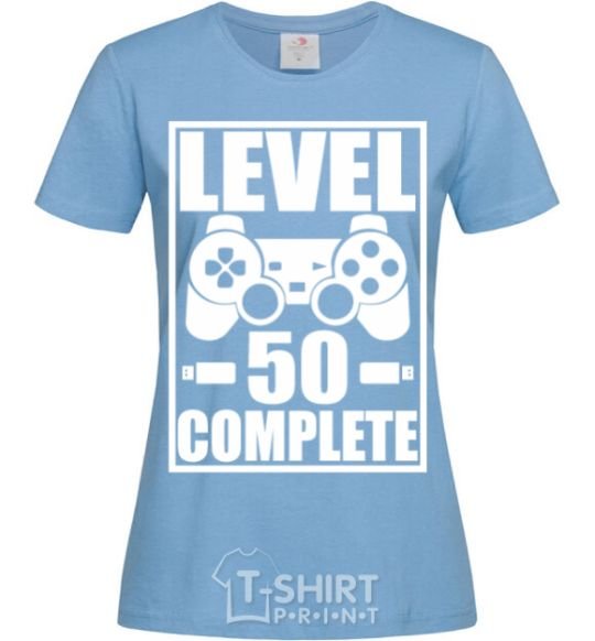 Women's T-shirt Level 50 complete Game sky-blue фото