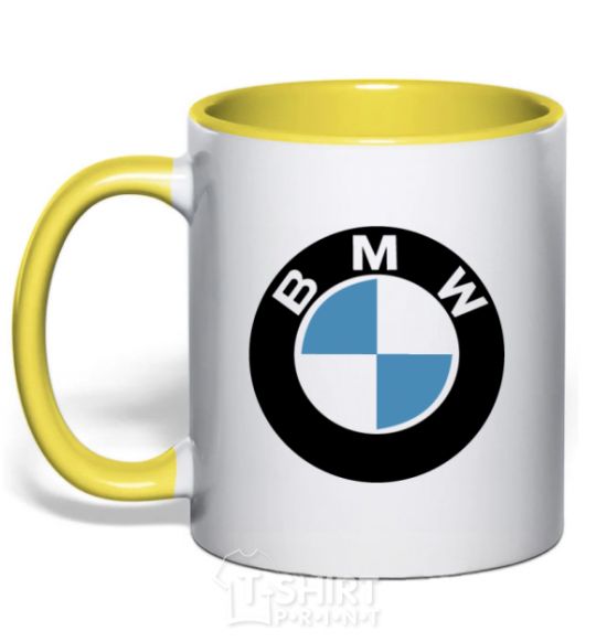 Mug with a colored handle Logo BMW yellow фото