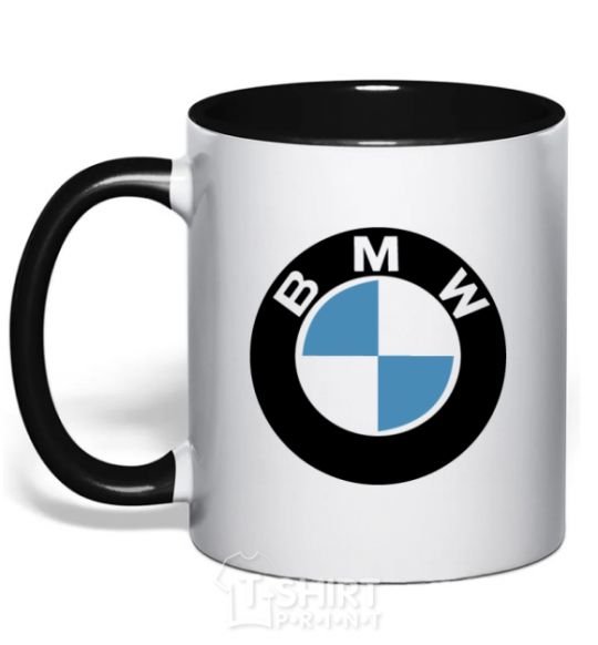 Mug with a colored handle Logo BMW black фото