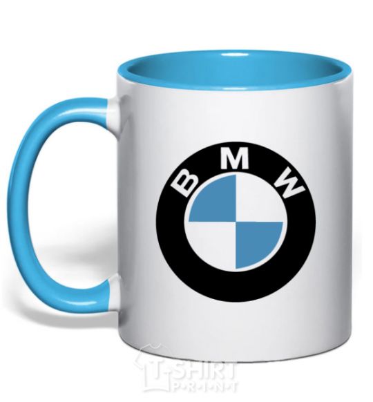 Чашка с цветной ручкой Logo BMW Голубой фото