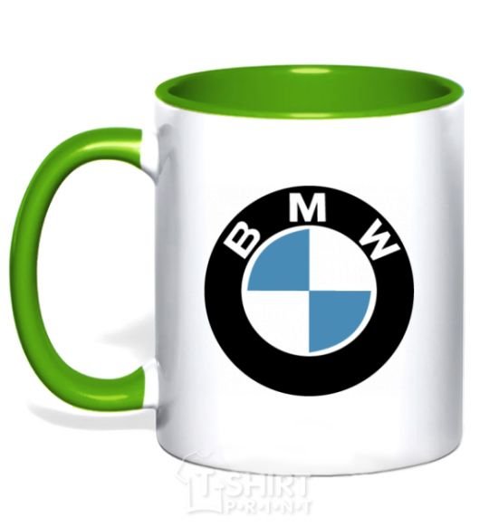 Mug with a colored handle Logo BMW kelly-green фото