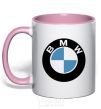 Mug with a colored handle Logo BMW light-pink фото