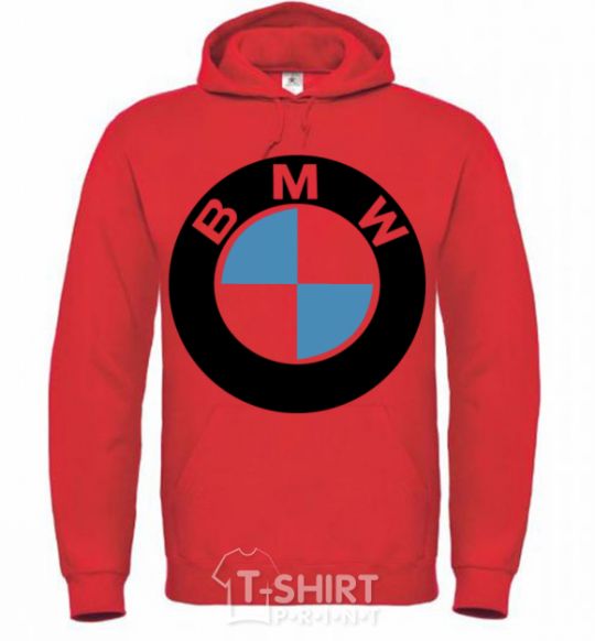 Мужская толстовка (худи) Logo BMW Ярко-красный фото