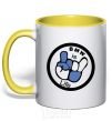 Mug with a colored handle BMW is life yellow фото