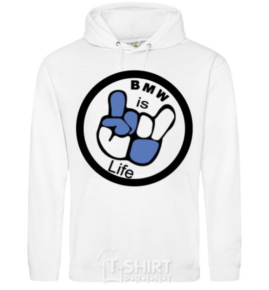 Men`s hoodie BMW is life White фото