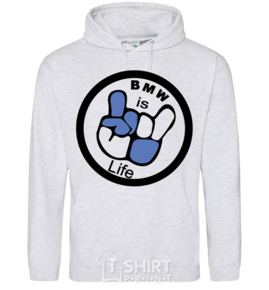 Men`s hoodie BMW is life sport-grey фото