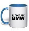 Чашка с цветной ручкой I love my BMW logo Ярко-синий фото