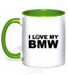 Mug with a colored handle I love my BMW logo kelly-green фото