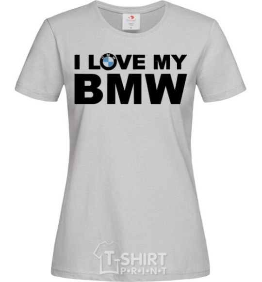 Женская футболка I love my BMW logo Серый фото