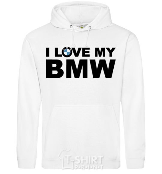 Мужская толстовка (худи) I love my BMW logo Белый фото