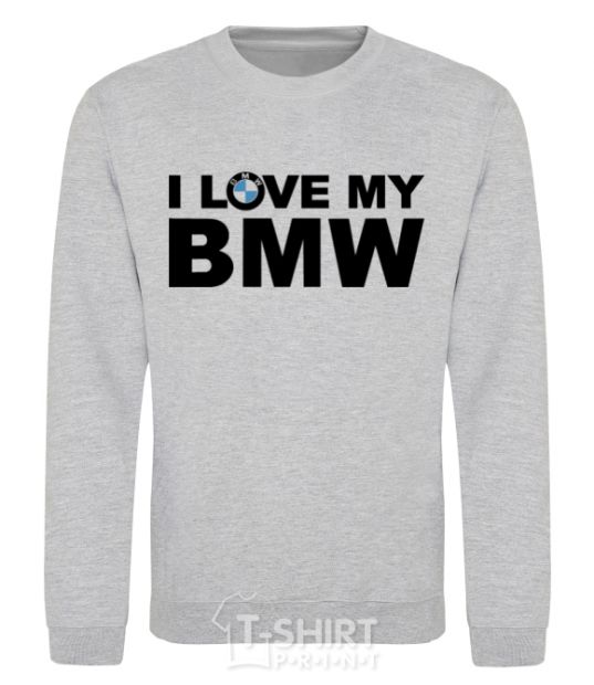 Свитшот I love my BMW logo Серый меланж фото