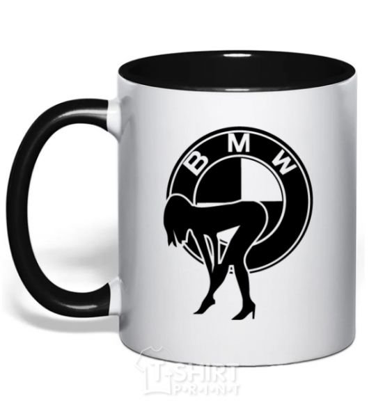 Mug with a colored handle BMW girl black фото