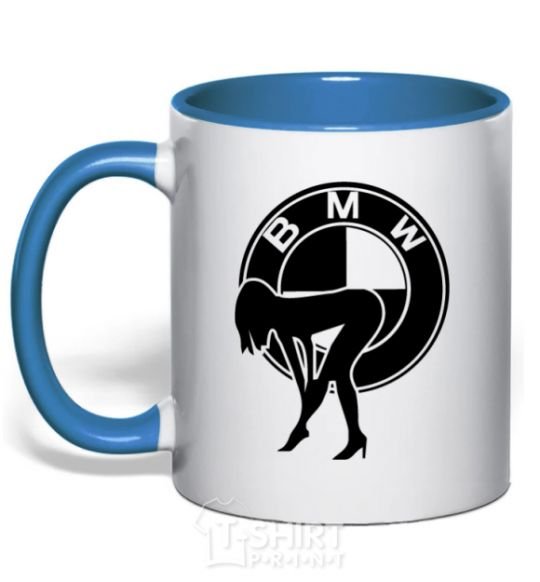 Mug with a colored handle BMW girl royal-blue фото