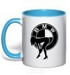 Mug with a colored handle BMW girl sky-blue фото