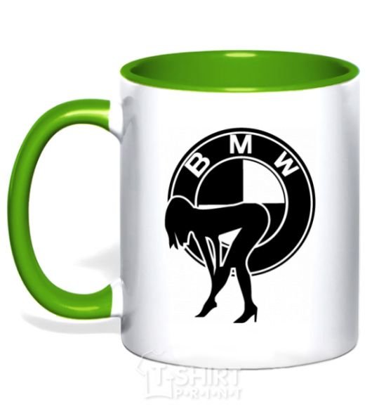 Mug with a colored handle BMW girl kelly-green фото