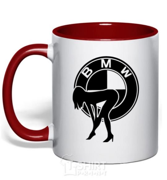 Mug with a colored handle BMW girl red фото