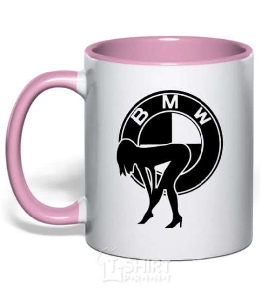 Mug with a colored handle BMW girl light-pink фото