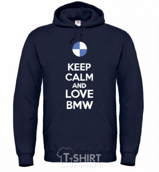 Мужская толстовка (худи) Keep calm and love BMW Темно-синий фото