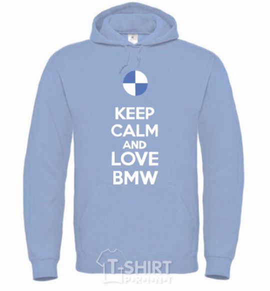 Мужская толстовка (худи) Keep calm and love BMW Голубой фото