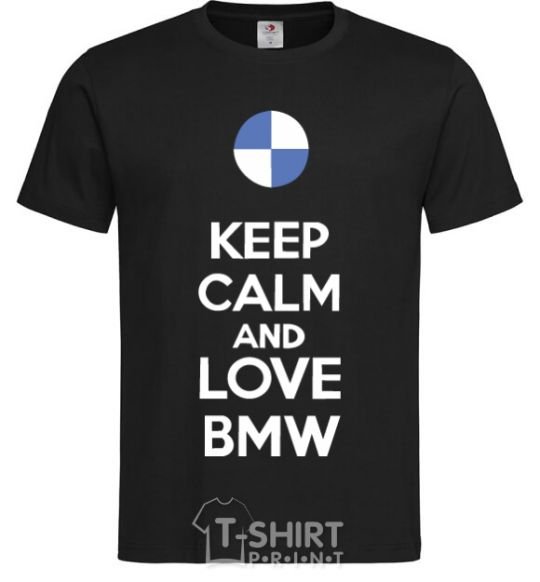 Мужская футболка Keep calm and love BMW Черный фото
