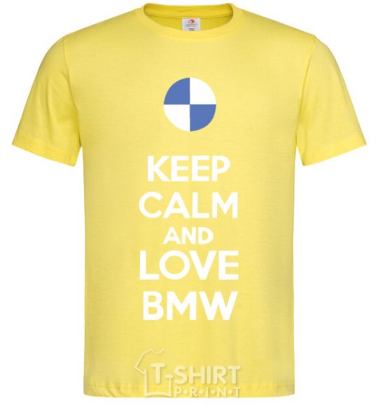 Мужская футболка Keep calm and love BMW Лимонный фото