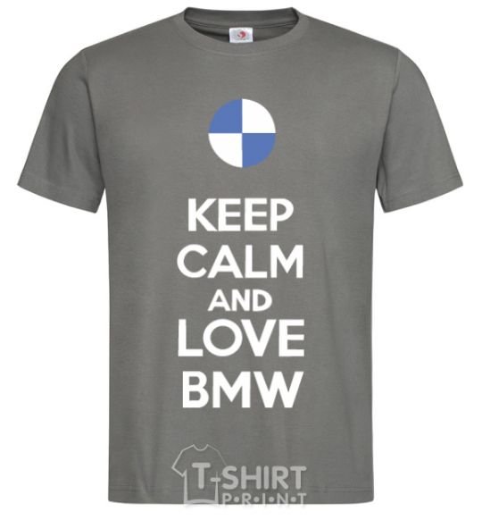 Men's T-Shirt Keep calm and love BMW dark-grey фото