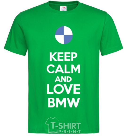 Мужская футболка Keep calm and love BMW Зеленый фото