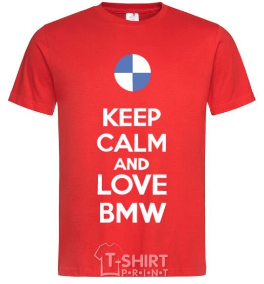 Men's T-Shirt Keep calm and love BMW red фото
