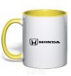 Mug with a colored handle Honda logo yellow фото