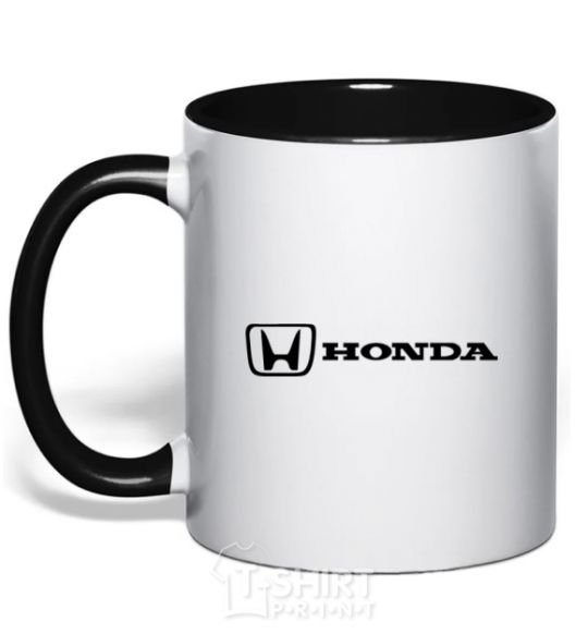 Mug with a colored handle Honda logo black фото