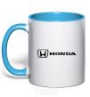 Mug with a colored handle Honda logo sky-blue фото