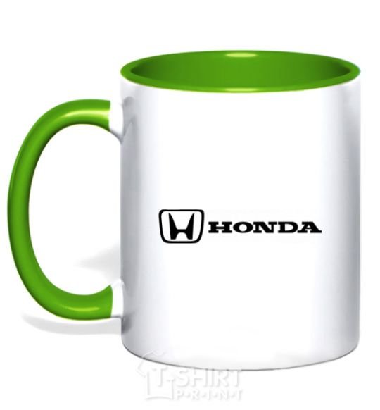 Mug with a colored handle Honda logo kelly-green фото