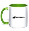 Mug with a colored handle Honda logo kelly-green фото