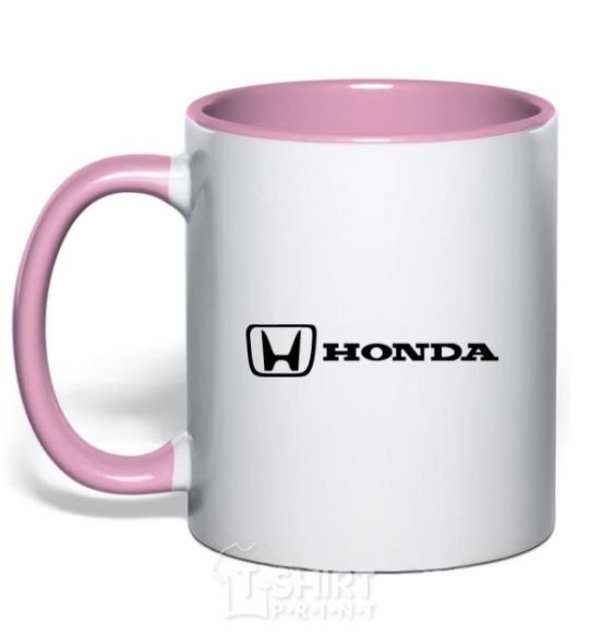 Mug with a colored handle Honda logo light-pink фото