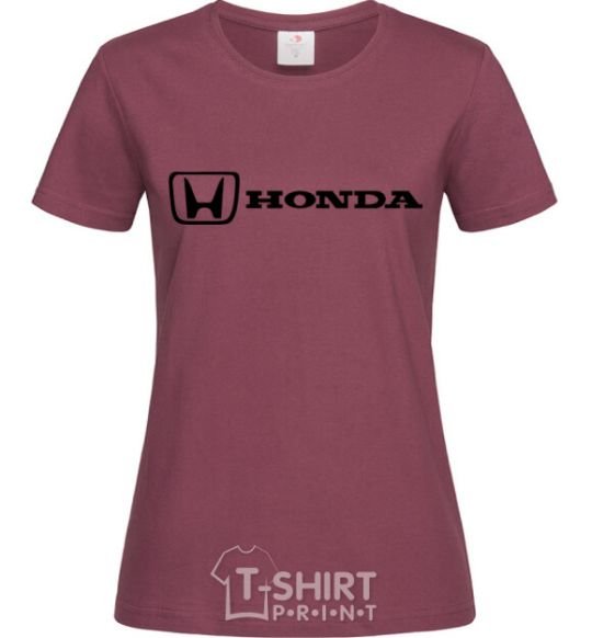 Women's T-shirt Honda logo burgundy фото