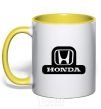 Mug with a colored handle Honda's logo yellow фото