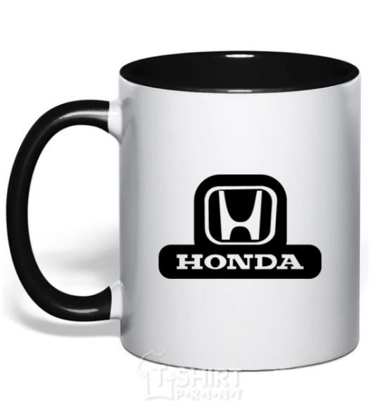 Mug with a colored handle Honda's logo black фото