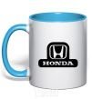 Mug with a colored handle Honda's logo sky-blue фото