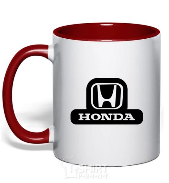 Mug with a colored handle Honda's logo red фото