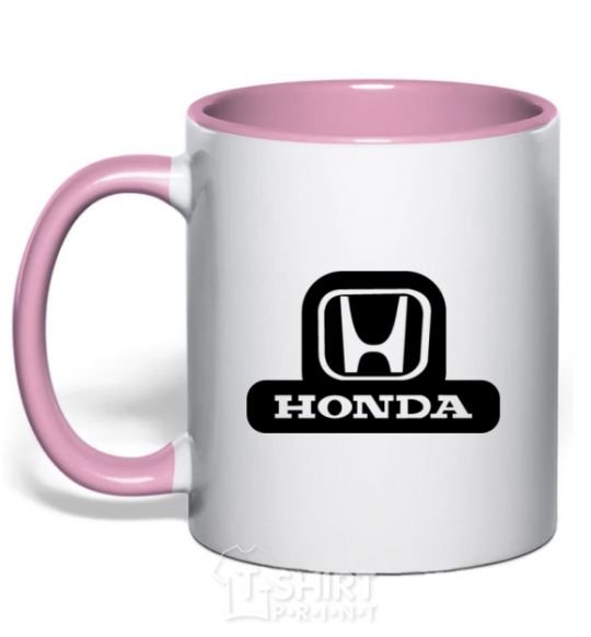 Mug with a colored handle Honda's logo light-pink фото