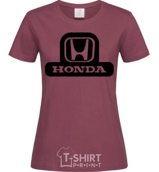 Women's T-shirt Honda's logo burgundy фото