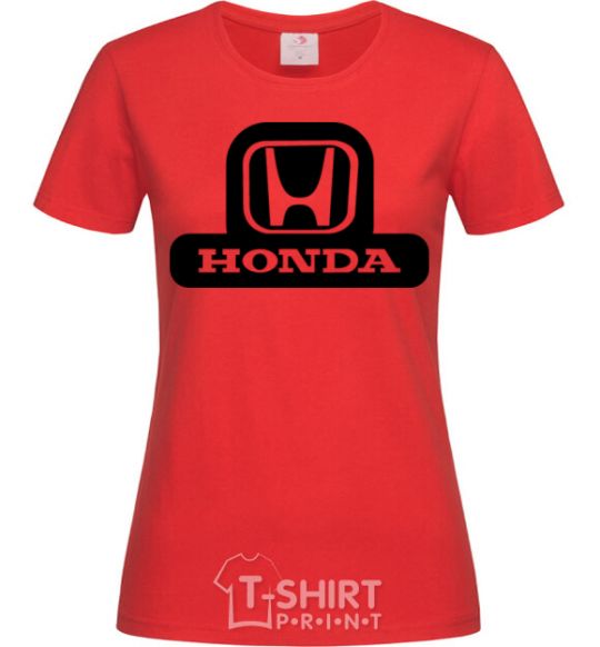 Women's T-shirt Honda's logo red фото