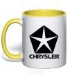 Mug with a colored handle Logo Chrysler yellow фото
