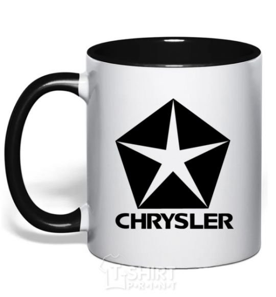 Mug with a colored handle Logo Chrysler black фото