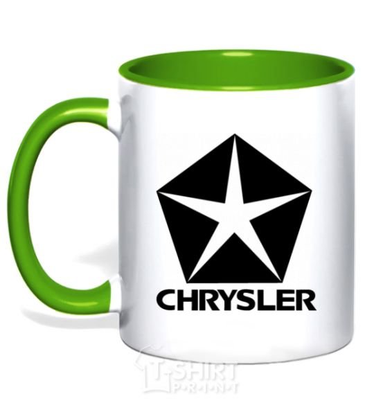 Mug with a colored handle Logo Chrysler kelly-green фото