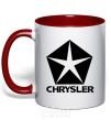 Mug with a colored handle Logo Chrysler red фото